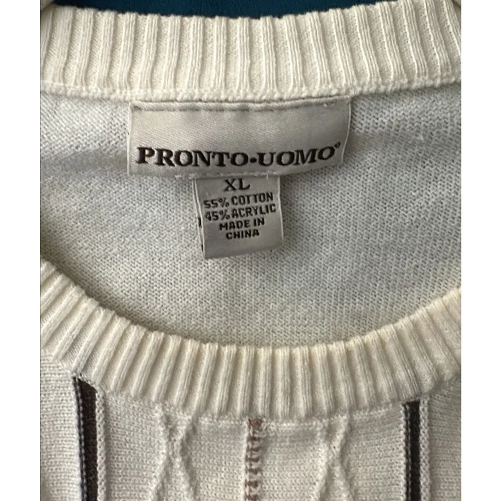 Pronto Uomo Men's Crewneck Sweater XL Cream Cable